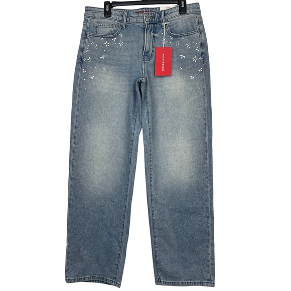 Lucky Brand Denim - NEW Lucky‎ Brand The Baggy Wide Leg Crystal Studded High-Rise Womens 8/29 R $129
